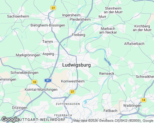 Karte von Ludwigsburg mit unseren Einsatzgebieten