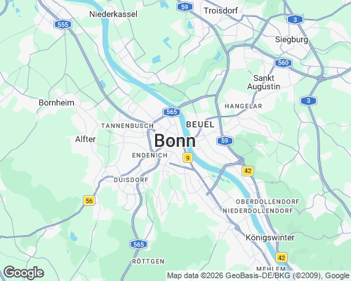 Karte von Bonn mit unseren Einsatzgebieten