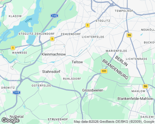Karte von Teltow mit unseren Einsatzgebieten