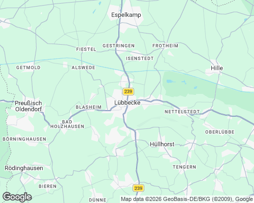 Karte von Lübbecke mit unseren Einsatzgebieten