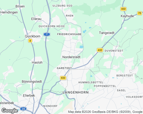 Karte von Norderstedt mit unseren Einsatzgebieten