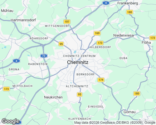 Karte von Chemnitz mit unseren Einsatzgebieten