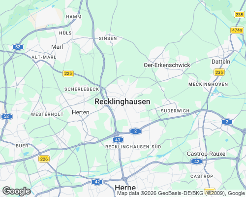 Karte von Recklinghausen mit unseren Einsatzgebieten