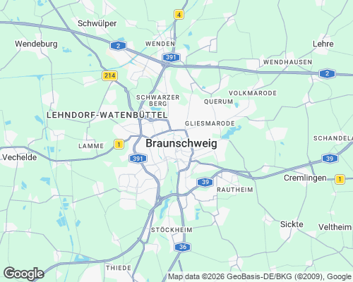 Karte von Braunschweig mit unseren Einsatzgebieten