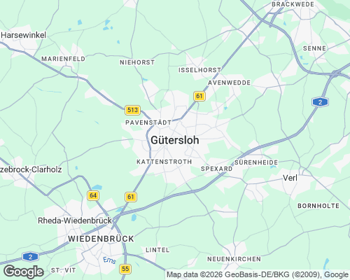 Karte von Gütersloh mit unseren Einsatzgebieten