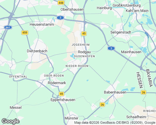 Karte von Rodgau mit unseren Einsatzgebieten