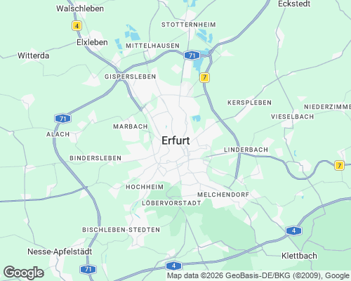 Karte von Erfurt mit unseren Einsatzgebieten