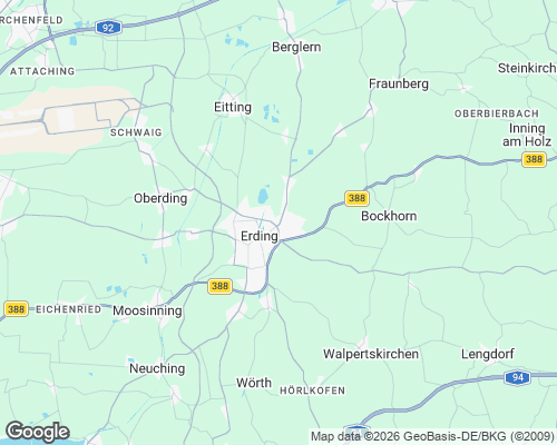 Karte von Erding mit unseren Einsatzgebieten