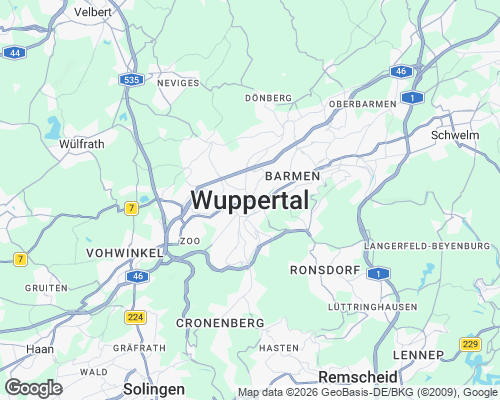 Karte von Wuppertal mit unseren Einsatzgebieten