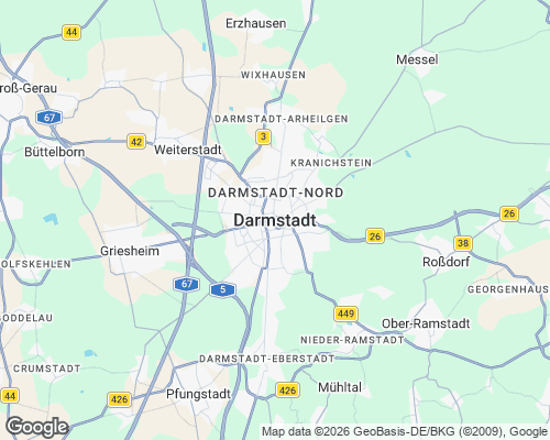 Karte von Darmstadt mit unseren Einsatzgebieten