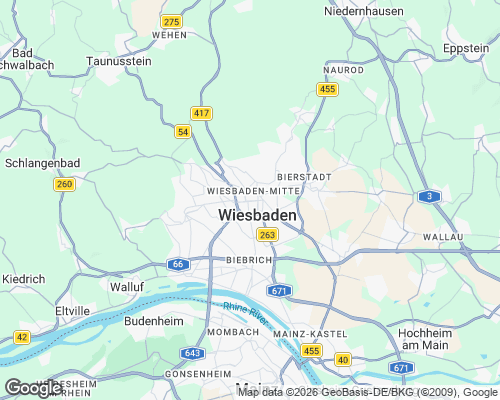 Karte von Wiesbaden mit unseren Einsatzgebieten
