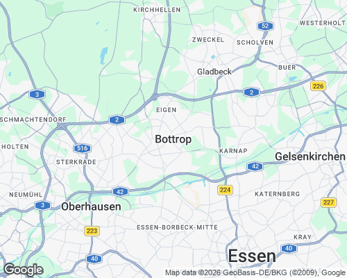 Karte von Bottrop mit unseren Einsatzgebieten