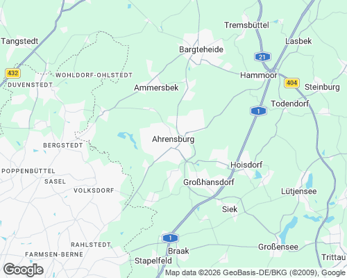 Karte von Ahrensburg mit unseren Einsatzgebieten