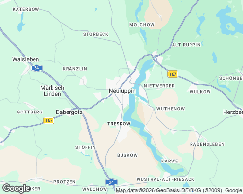 Karte von Neuruppin mit unseren Einsatzgebieten