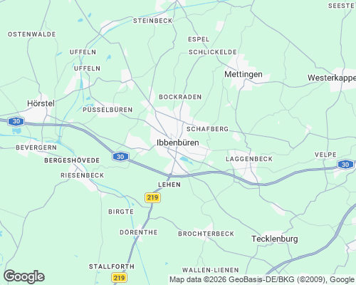 Karte von Ibbenbüren mit unseren Einsatzgebieten