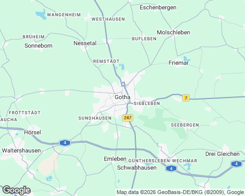 Karte von Gotha mit unseren Einsatzgebieten