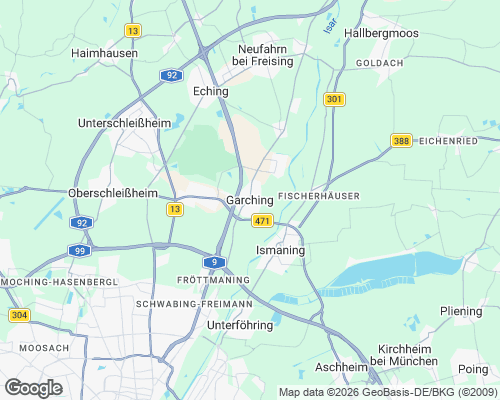 Karte von Garching bei München mit unseren Einsatzgebieten