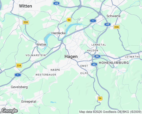 Karte von Hagen mit unseren Einsatzgebieten