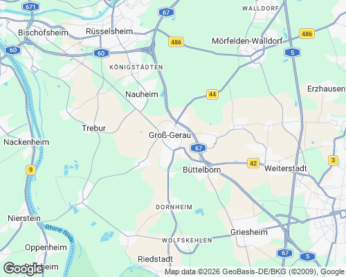 Karte von Groß-Gerau mit unseren Einsatzgebieten