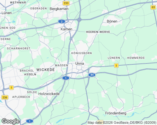 Karte von Unna mit unseren Einsatzgebieten