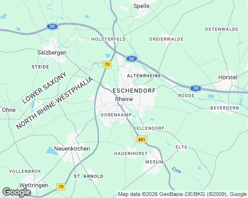 Karte von Rheine mit unseren Einsatzgebieten