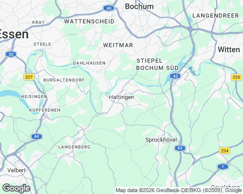 Karte von Hattingen mit unseren Einsatzgebieten