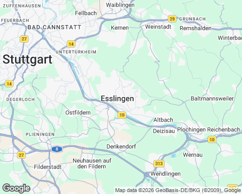 Karte von Esslingen mit unseren Einsatzgebieten