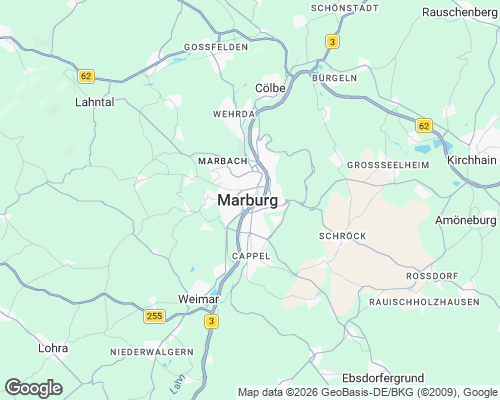 Karte von Marburg mit unseren Einsatzgebieten