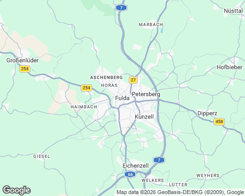 Karte von Fulda mit unseren Einsatzgebieten