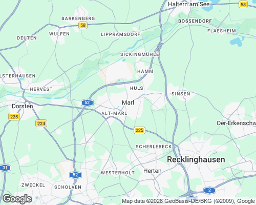 Karte von Marl mit unseren Einsatzgebieten