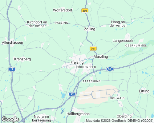 Karte von Freising mit unseren Einsatzgebieten