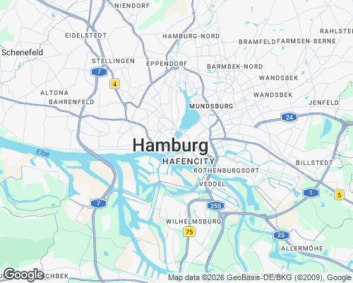 Karte von Hamburg mit unseren Einsatzgebieten