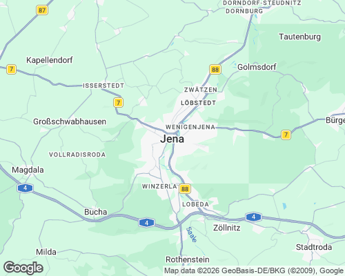 Karte von Jena mit unseren Einsatzgebieten