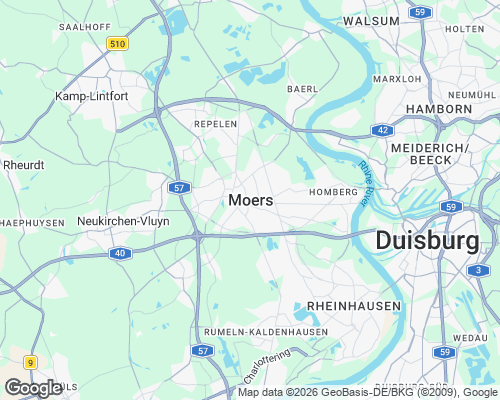 Karte von Moers mit unseren Einsatzgebieten