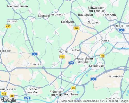 Karte von Hofheim am Taunus mit unseren Einsatzgebieten