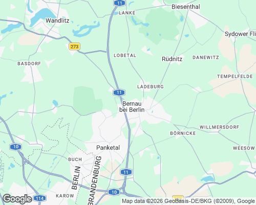 Karte von Bernau bei Berlin mit unseren Einsatzgebieten